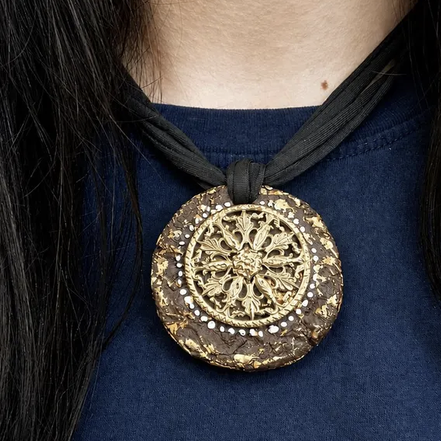   Sacred Rosette Pendant | Handmade Artisan Necklace | Brass Rosette Jewelry | One of a Kind Statement Pendant | Unique Gift for Her  