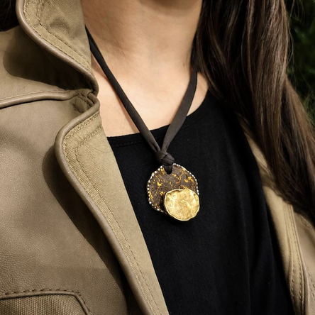   Hammered Brass Pendant | One-of-a-Kind Wearable Art | Handmade Sculptural Necklace | THYLOR  