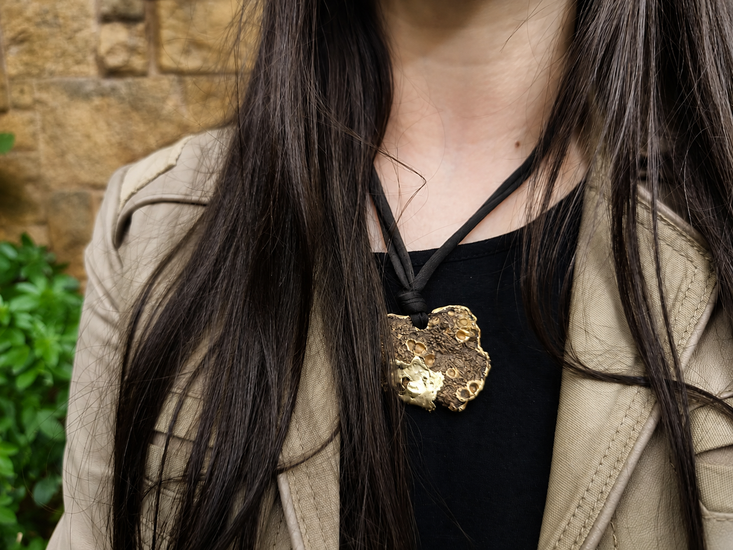  Golden on the Moon Pendant | One-of-a-Kind Wearable Art | Handmade Sculptural Heart Necklace | THYLOR 